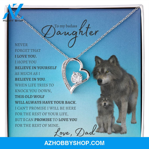 To My Badass Daughter From Dad (Wolf) - Forever Love Necklace