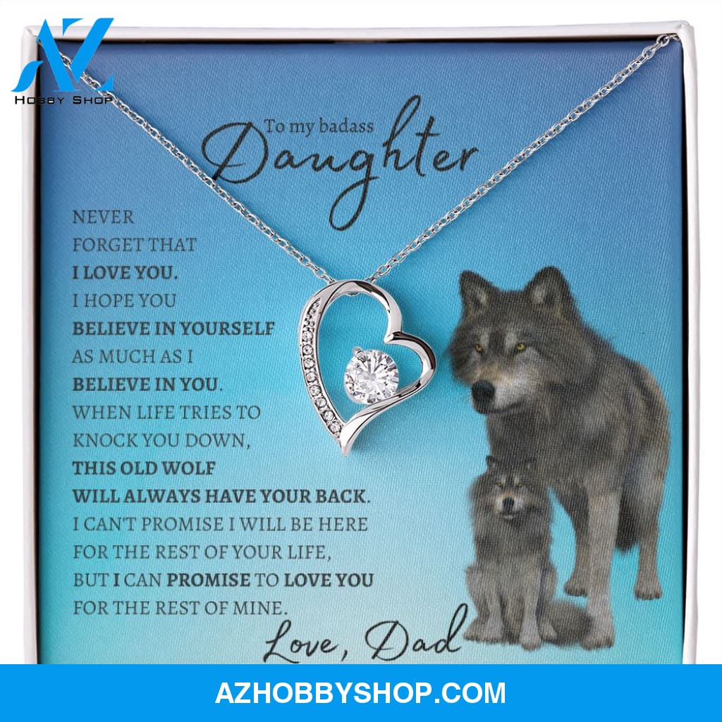 To My Badass Daughter From Dad (Wolf) - Forever Love Necklace