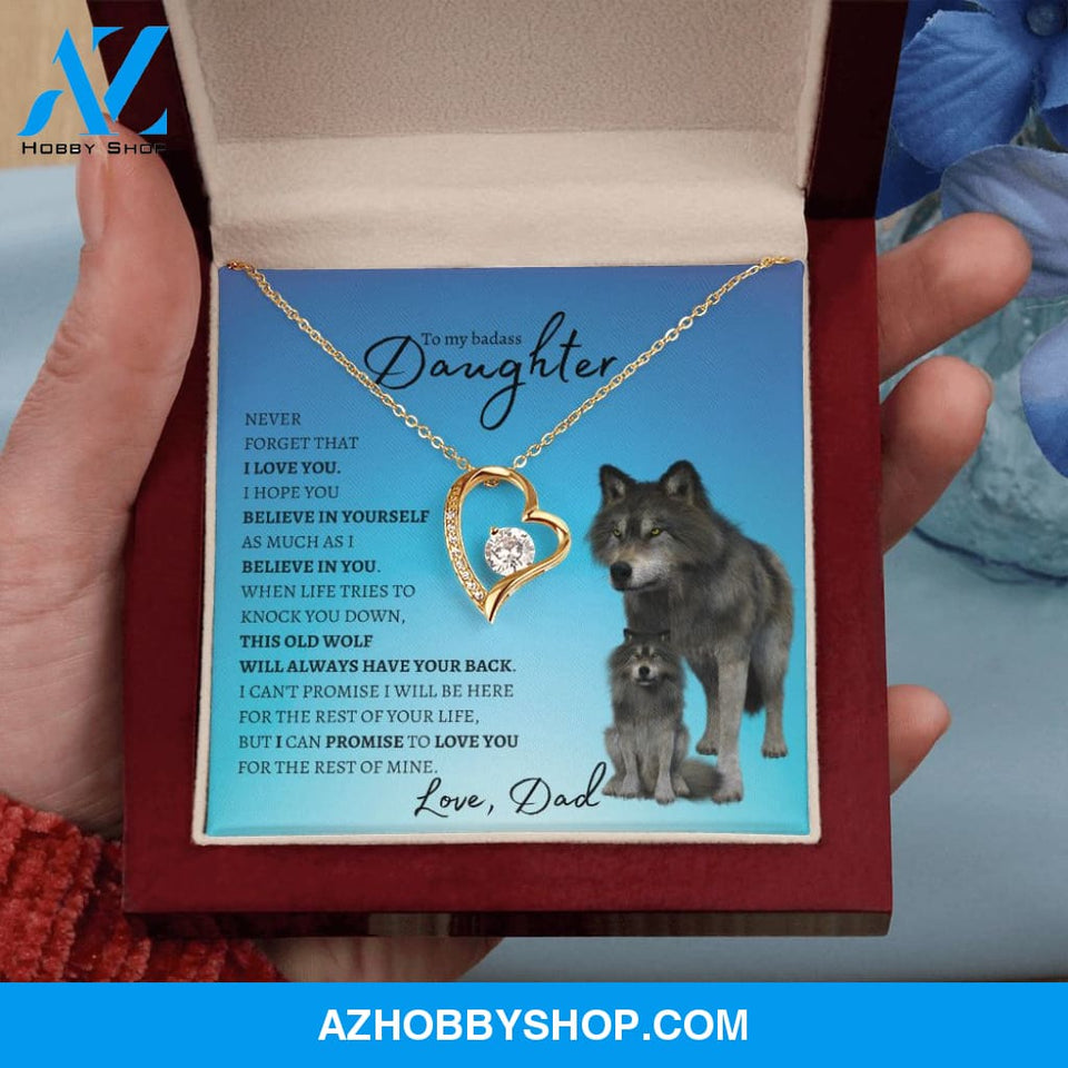 To My Badass Daughter From Dad (Wolf) - Forever Love Necklace