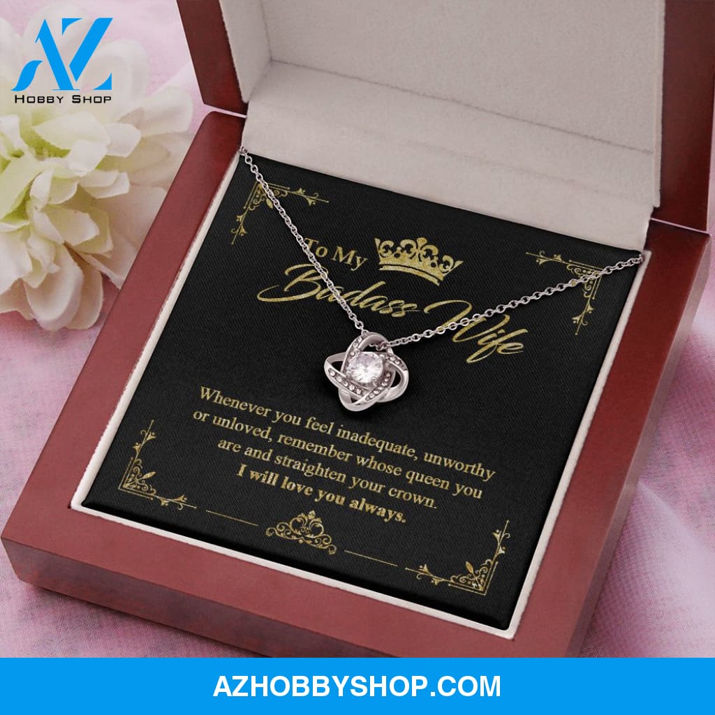 To My Badass Wife - Queen - Love Knot Necklace