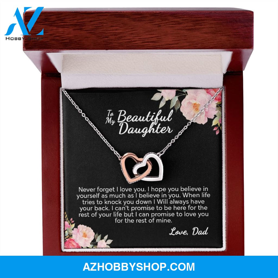 To My Beautiful Daughter From Dad | I Can Promise | Interlocking Hearts Necklace