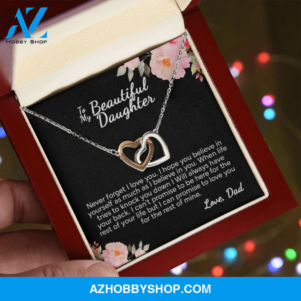 To My Beautiful Daughter From Dad | I Can Promise | Interlocking Hearts Necklace