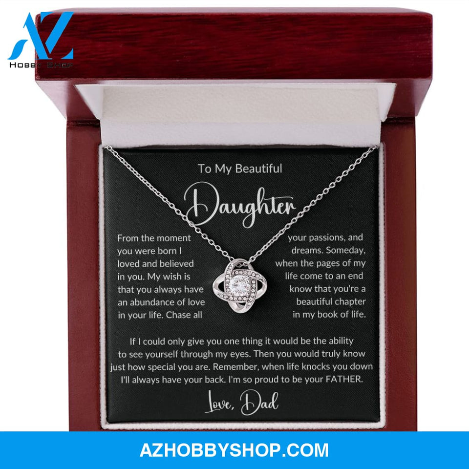 To My Beautiful Daughter Love Knot Pendant Necklace Gift