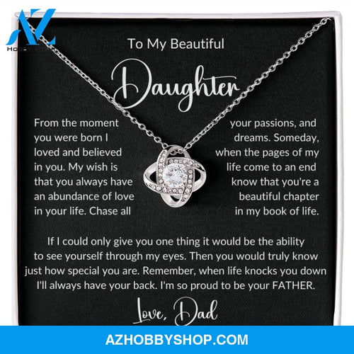To My Beautiful Daughter Love Knot Pendant Necklace Gift