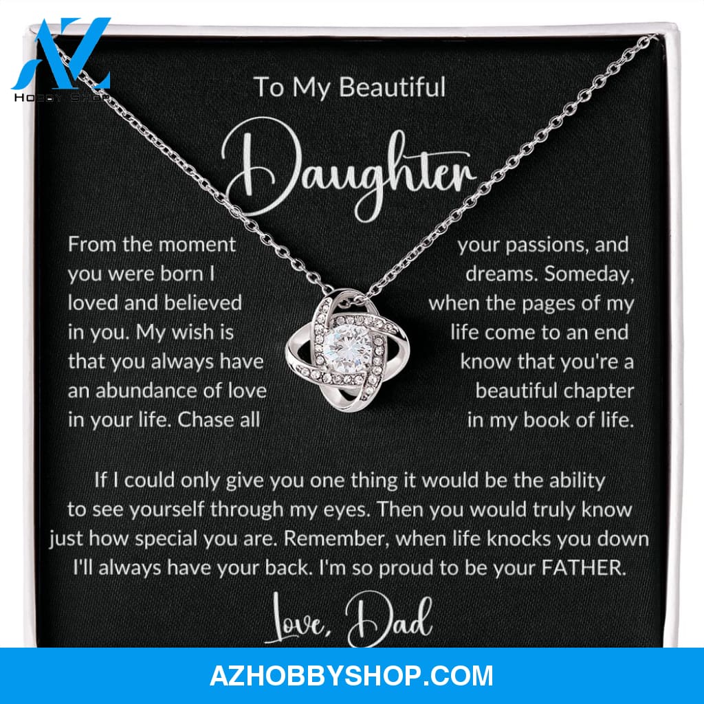 To My Beautiful Daughter Love Knot Pendant Necklace Gift
