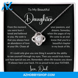 To My Beautiful Daughter Love Knot Pendant Necklace Gift