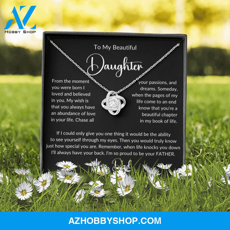 To My Beautiful Daughter Love Knot Pendant Necklace Gift