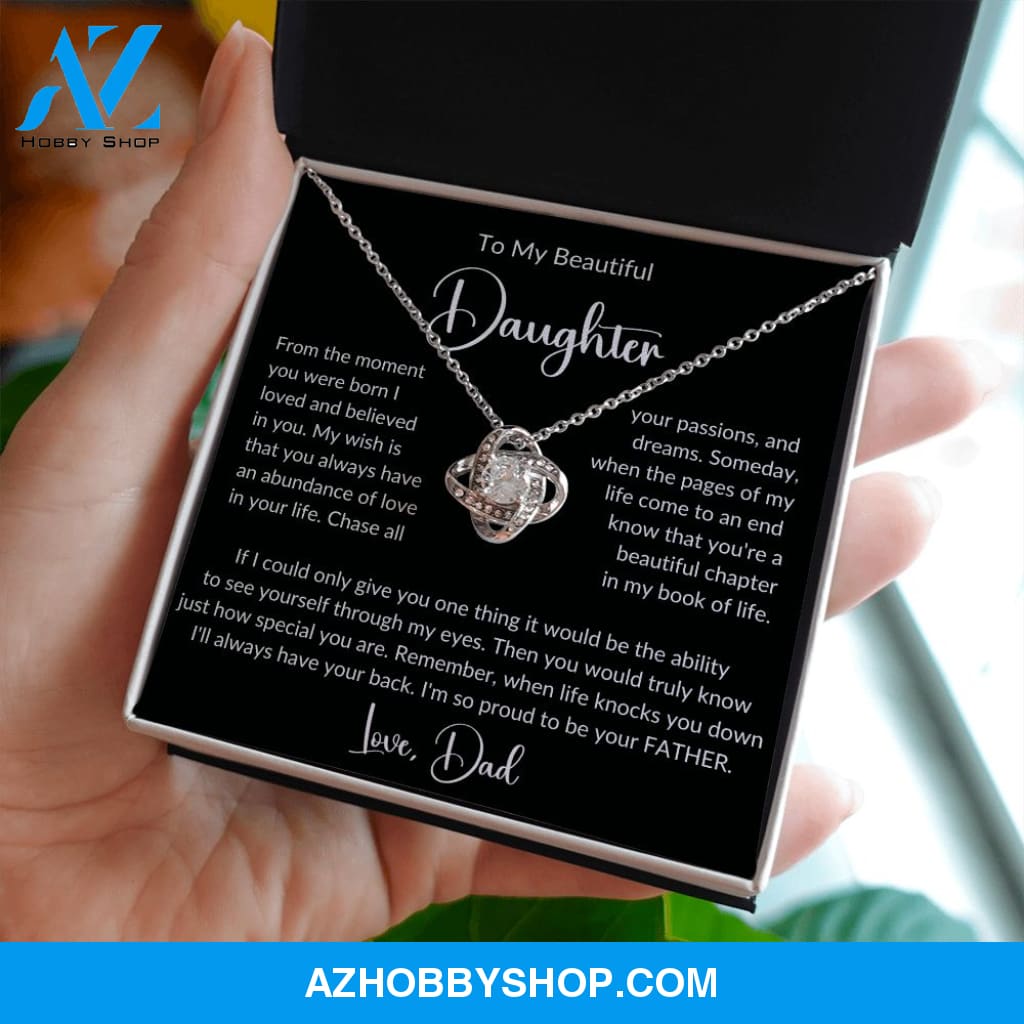 To My Beautiful Daughter Love Knot Pendant Necklace Gift