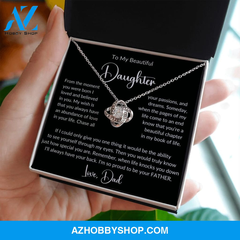 To My Beautiful Daughter Love Knot Pendant Necklace Gift