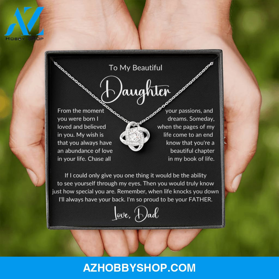 To My Beautiful Daughter Love Knot Pendant Necklace Gift
