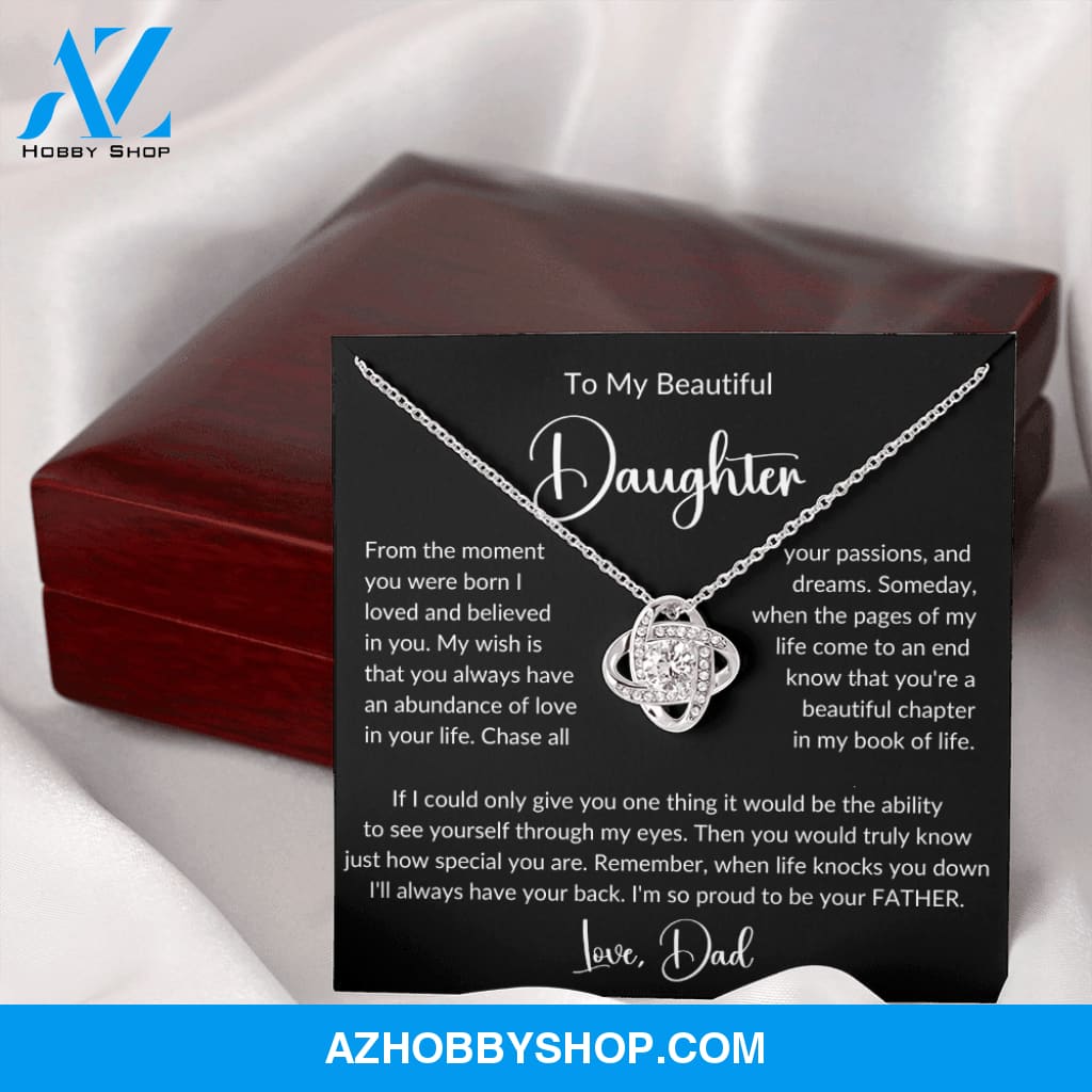 To My Beautiful Daughter Love Knot Pendant Necklace Gift