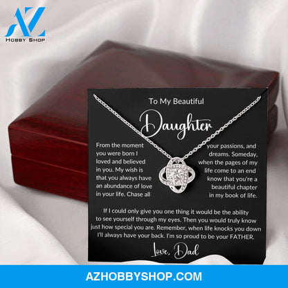 To My Beautiful Daughter Love Knot Pendant Necklace Gift