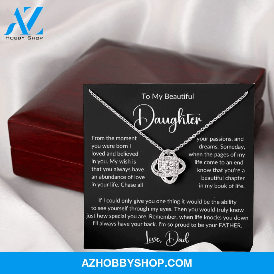 To My Beautiful Daughter Love Knot Pendant Necklace Gift