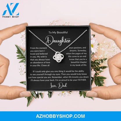 To My Beautiful Daughter Love Knot Pendant Necklace Gift