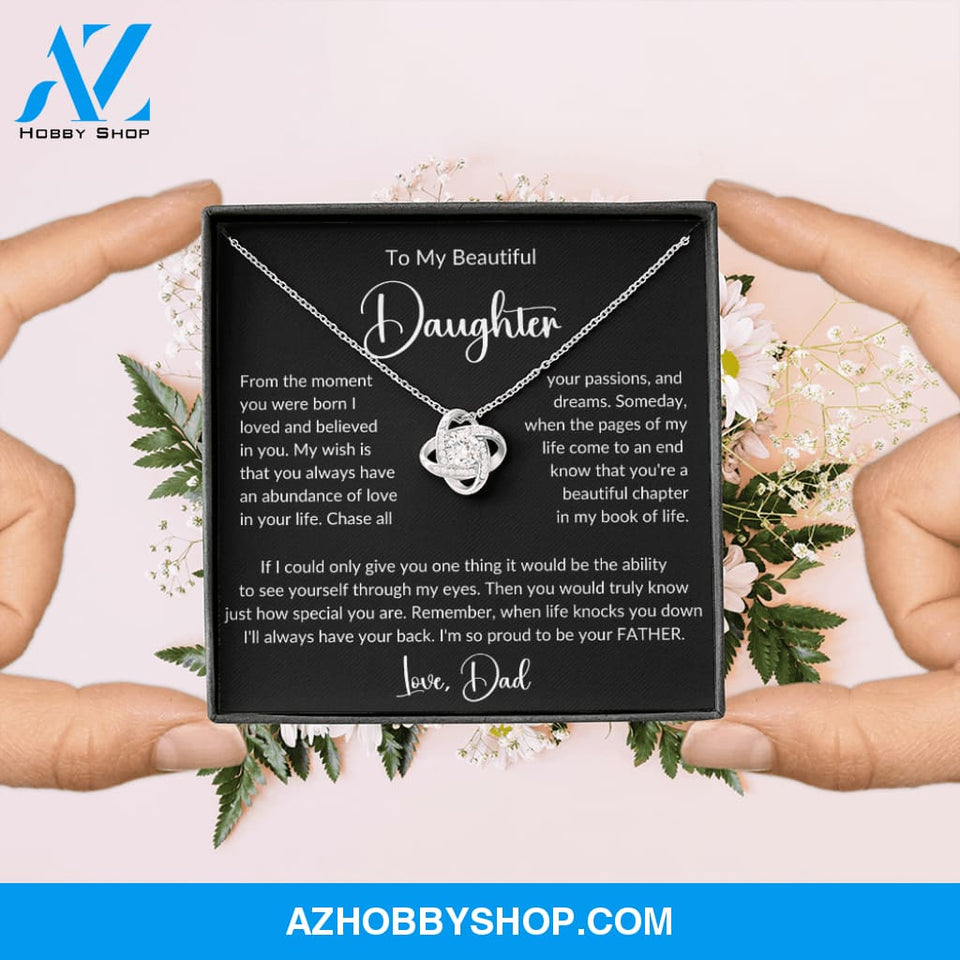 To My Beautiful Daughter Love Knot Pendant Necklace Gift