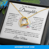 To My Beautiful Daughter "Most Beautiful Chapters Love Mom" Heart Necklace