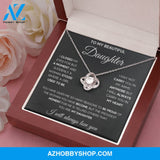 To My Beautiful Daughter Proud White Gold Love Knot Necklace Gift Set