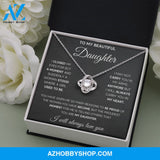 To My Beautiful Daughter Proud White Gold Love Knot Necklace Gift Set
