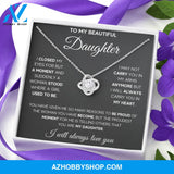 To My Beautiful Daughter Proud White Gold Love Knot Necklace Gift Set