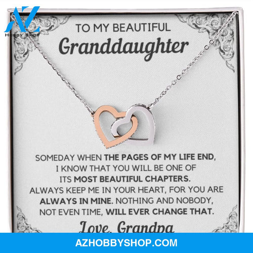 To My Beautiful Granddaughter From Grandpa Chapters Interlocking Hearts White Gold Necklace Gift Set