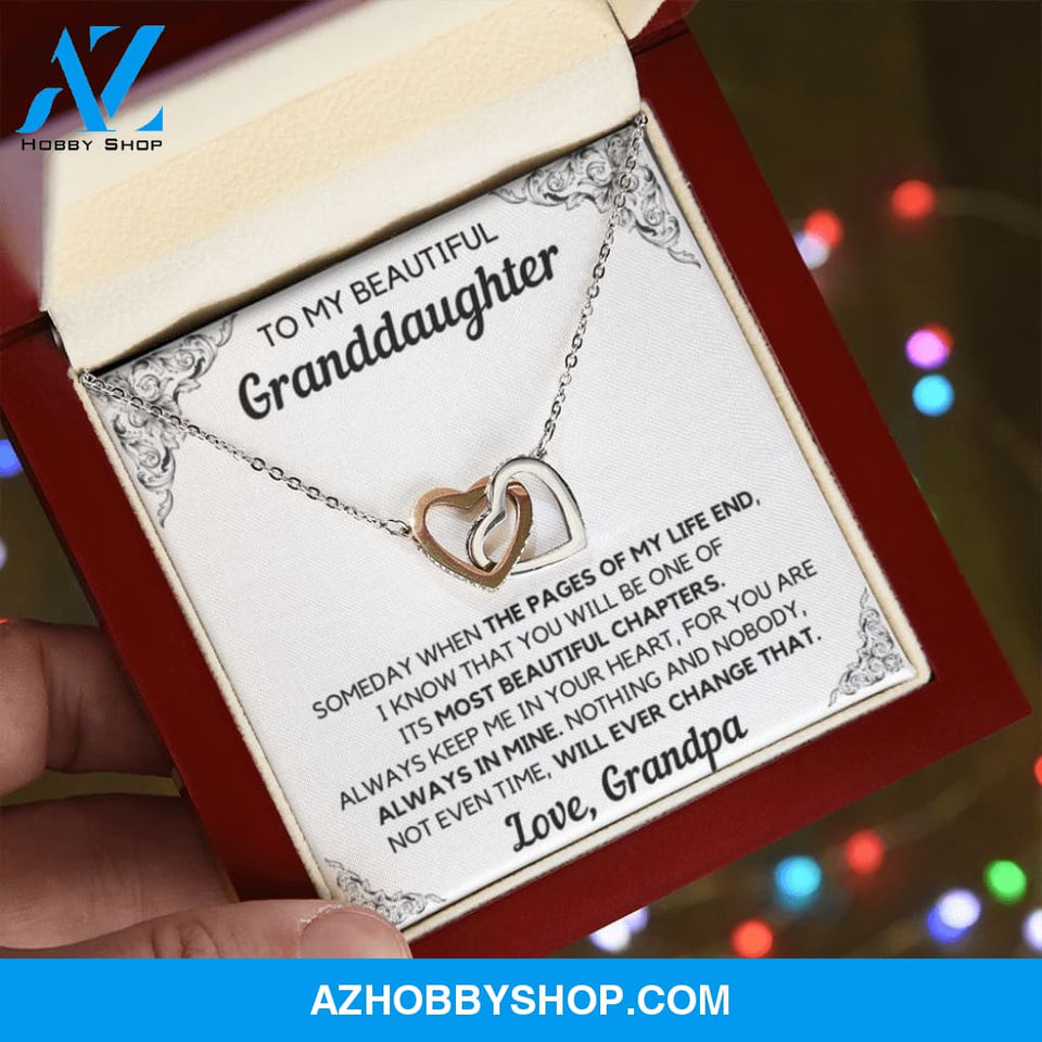To My Beautiful Granddaughter From Grandpa Chapters Interlocking Hearts White Gold Necklace Gift Set