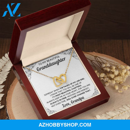 To My Beautiful Granddaughter From Grandpa Chapters Interlocking Hearts White Gold Necklace Gift Set