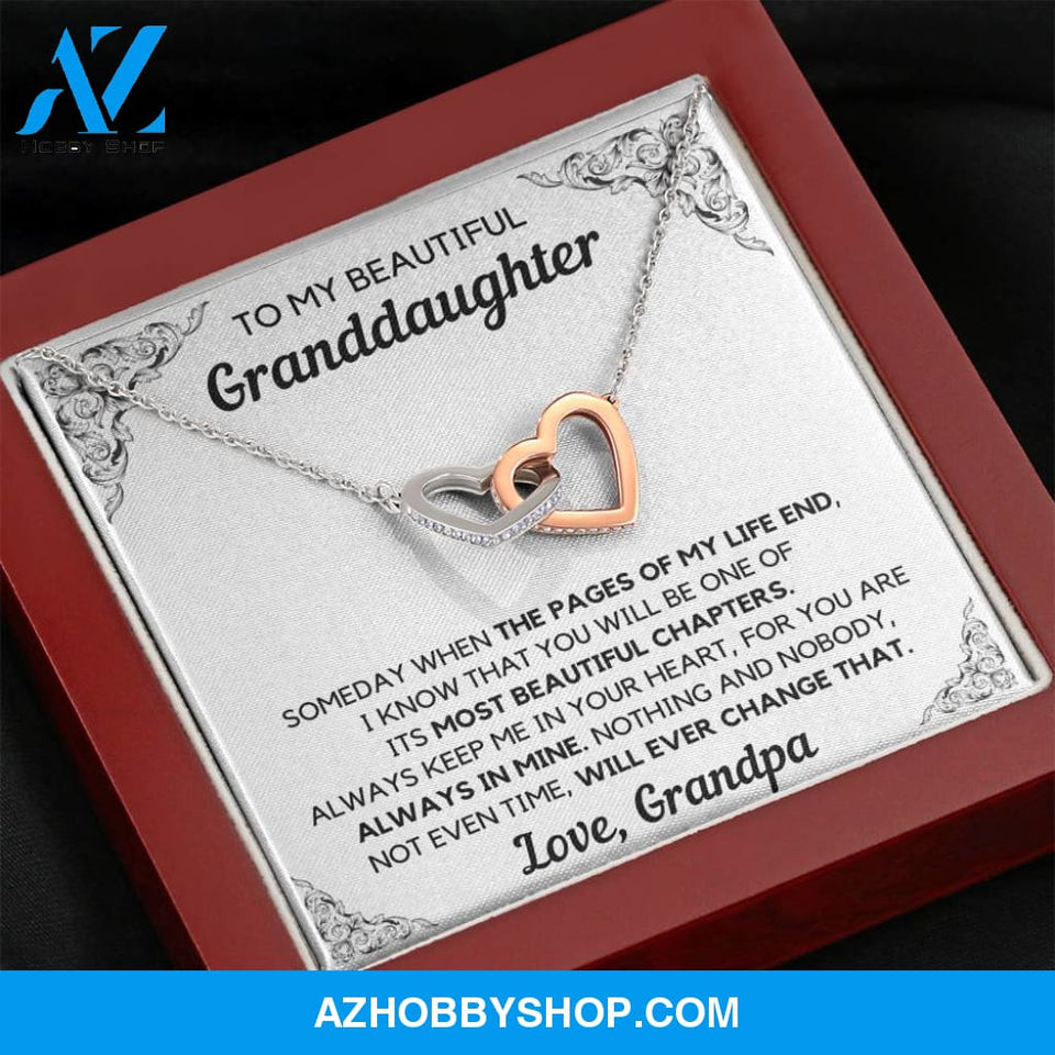 To My Beautiful Granddaughter From Grandpa Chapters Interlocking Hearts White Gold Necklace Gift Set