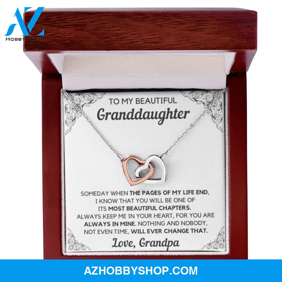 To My Beautiful Granddaughter From Grandpa Chapters Interlocking Hearts White Gold Necklace Gift Set
