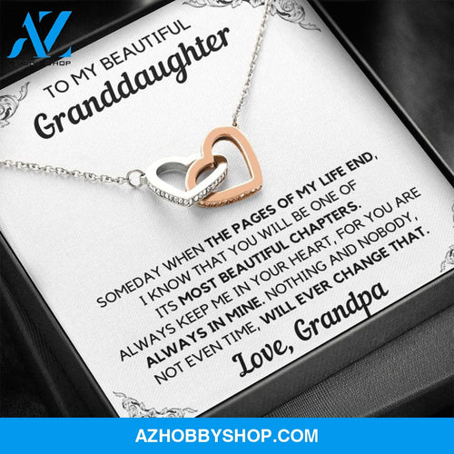 To My Beautiful Granddaughter From Grandpa Chapters Interlocking Hearts White Gold Necklace Gift Set