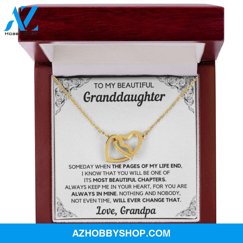 To My Beautiful Granddaughter From Grandpa Chapters Interlocking Hearts White Gold Necklace Gift Set
