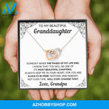 To My Beautiful Granddaughter From Grandpa Chapters Interlocking Hearts White Gold Necklace Gift Set