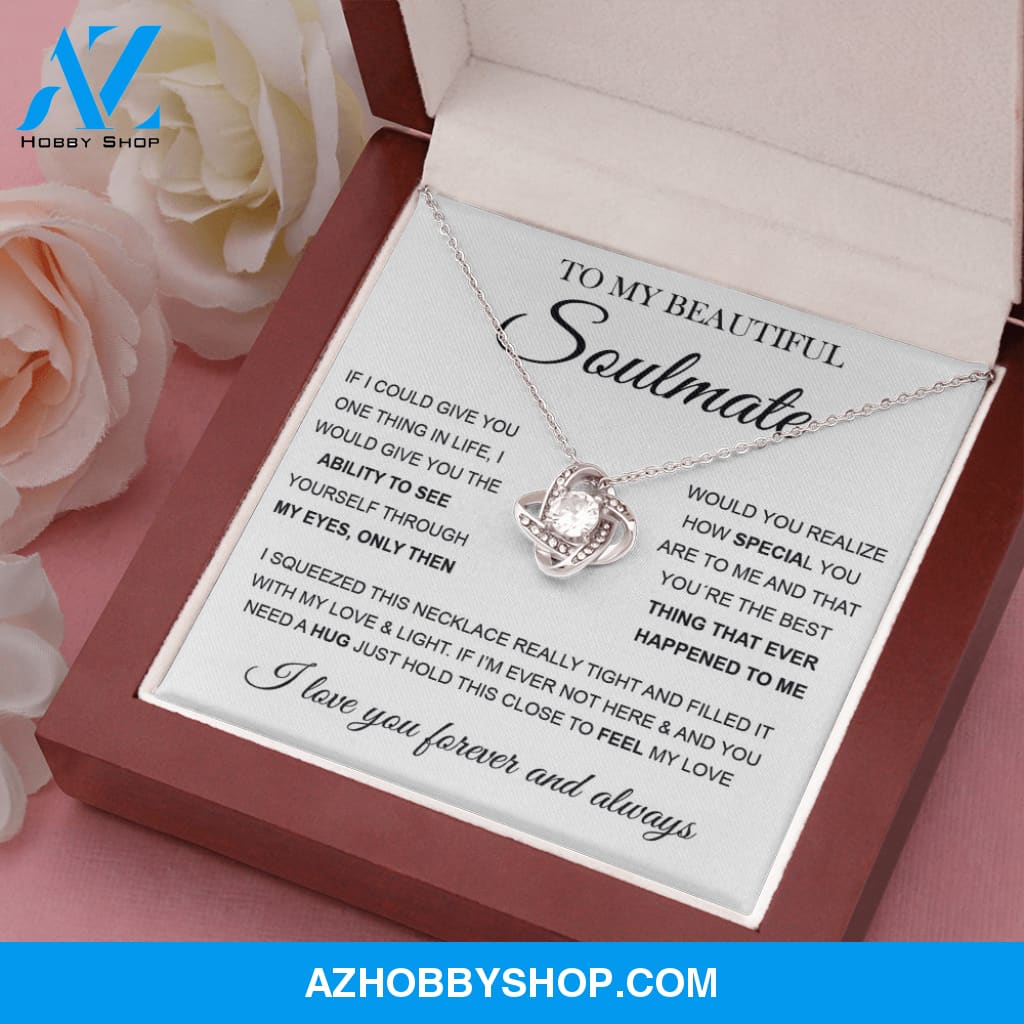 To My Beautiful Soulmate | Love Knot Silver Necklace ??