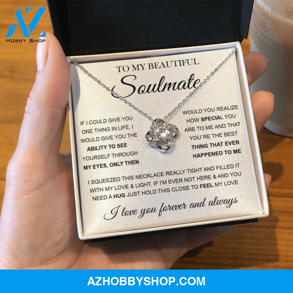 To My Beautiful Soulmate | Love Knot Silver Necklace ??