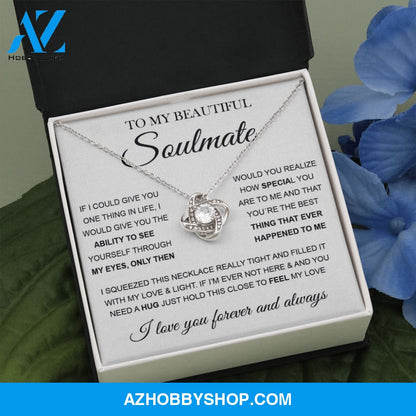 To My Beautiful Soulmate | Love Knot Silver Necklace ??