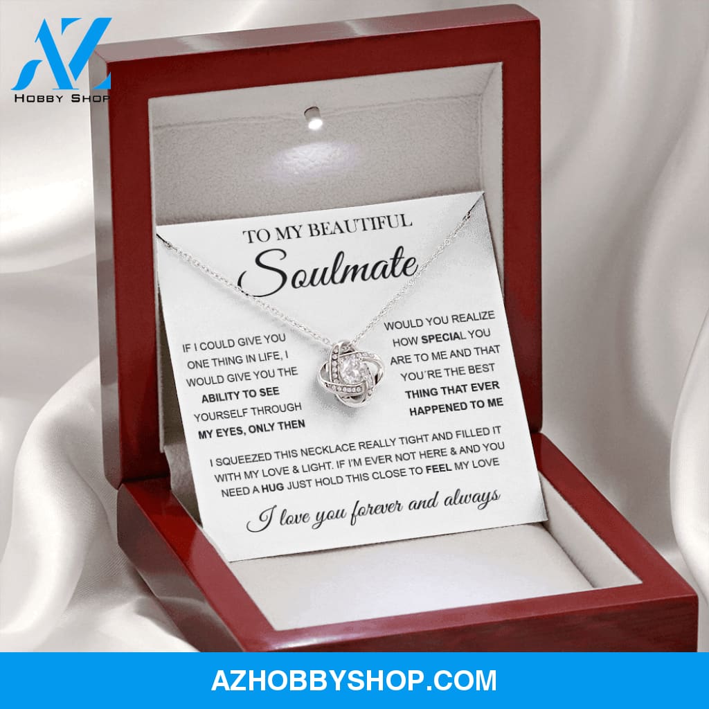 To My Beautiful Soulmate | Love Knot Silver Necklace ??