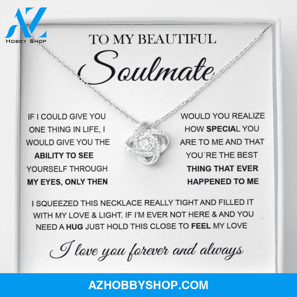 To My Beautiful Soulmate | Love Knot Silver Necklace ??