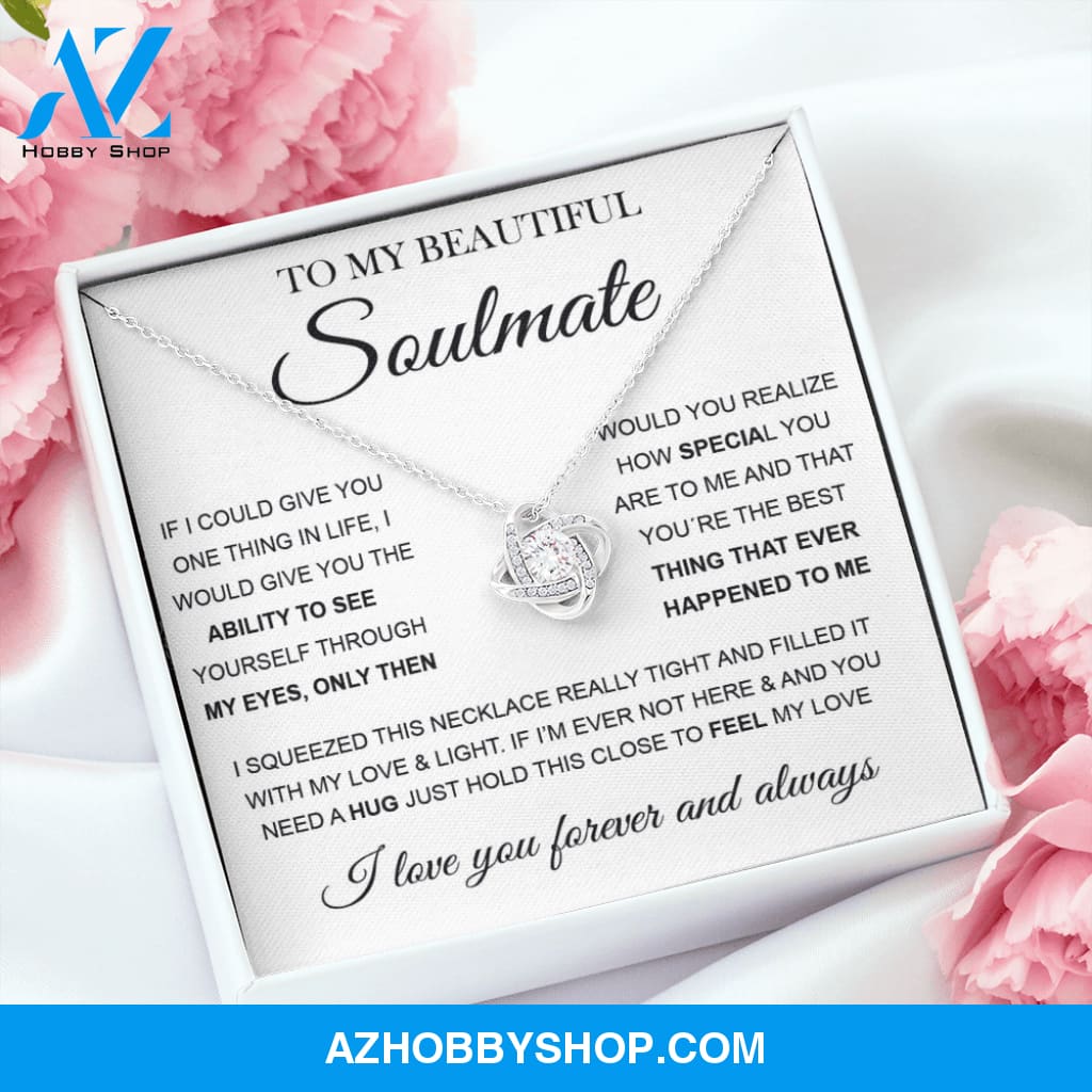 To My Beautiful Soulmate | Love Knot Silver Necklace ??