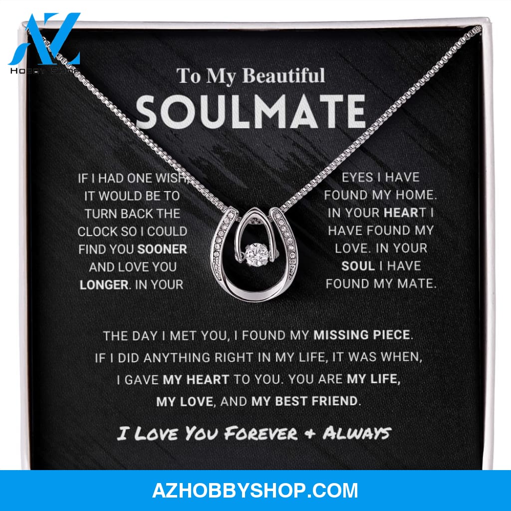 To My Beautiful Soulmate - Lucky In Love Silver Necklace