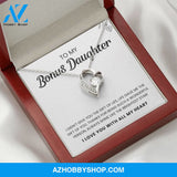 To My Bonus Daughter | Shine Like The Brightest Star | Heart Silver Necklace