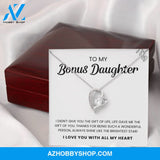 To My Bonus Daughter | Shine Like The Brightest Star | Heart Silver Necklace