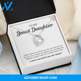 To My Bonus Daughter | Shine Like The Brightest Star | Heart Silver Necklace