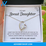 To My Bonus Daughter | Shine Like The Brightest Star | Heart Silver Necklace