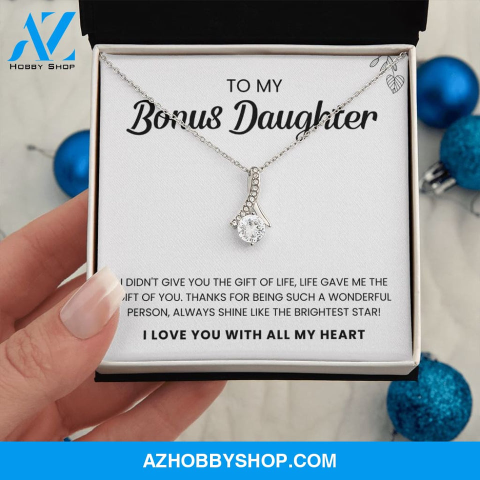 To My Bonus Daughter | Shine Like The Brightest Star | Silver Necklace