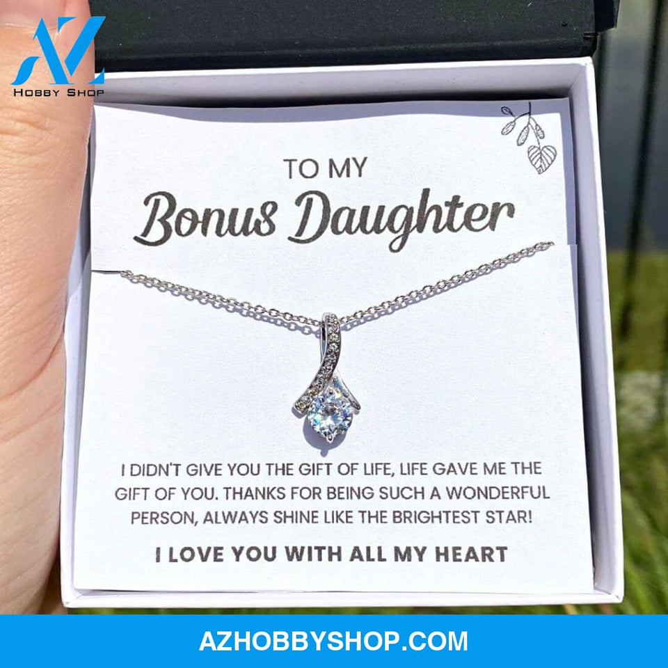 To My Bonus Daughter | Shine Like The Brightest Star | Silver Necklace