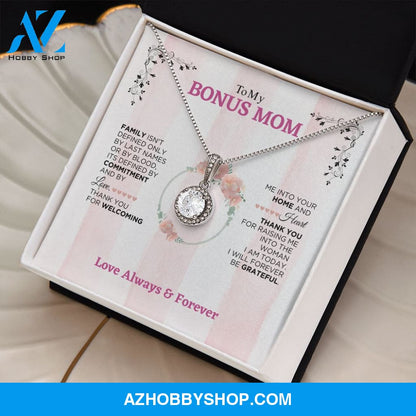 To My Bonus Mom - Forever Be Grateful - Eternal Hope Silver Necklace