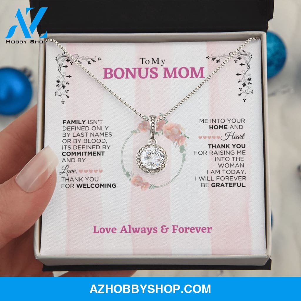 To My Bonus Mom - Forever Be Grateful - Eternal Hope Silver Necklace