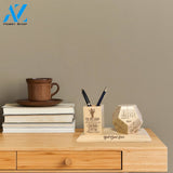 To My Dad Wooden Pen Holder & Desk Calendar - Home And Office Decoration