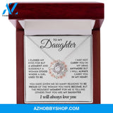 To My Daughter- 14K White Gold Polised Loveknot Necklace- I Will Always Love You