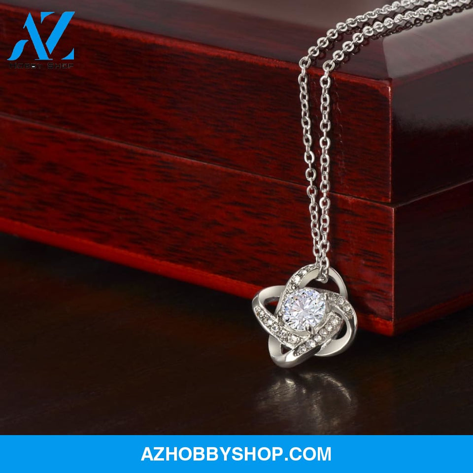 To My Daughter- 14K White Gold Polised Loveknot Necklace- I Will Always Love You