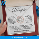 To My Daughter- 14K White Gold Polised Loveknot Necklace- I Will Always Love You